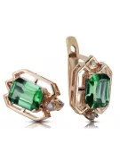 Or rose 14 carats vintage d'origine Émeraude Des boucles d'oreilles Bijoux vintage vec020r